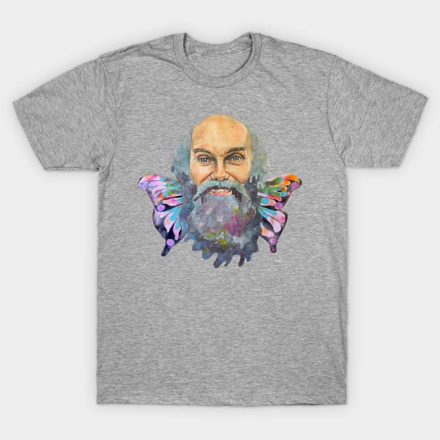 Ram Dass with Butterfly Wings T-Shirt by karenpaytonart